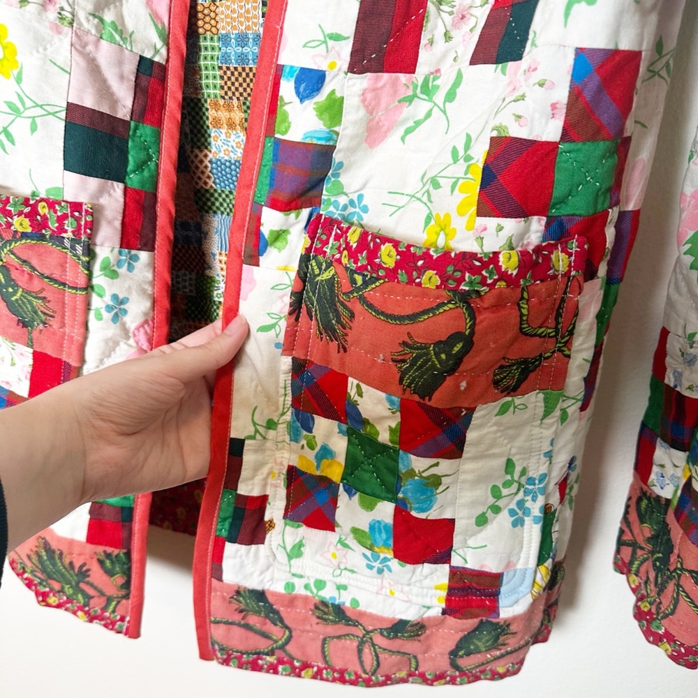 Oscilatey Quilted Chore Jacket Patchwork Pockets … - image 4